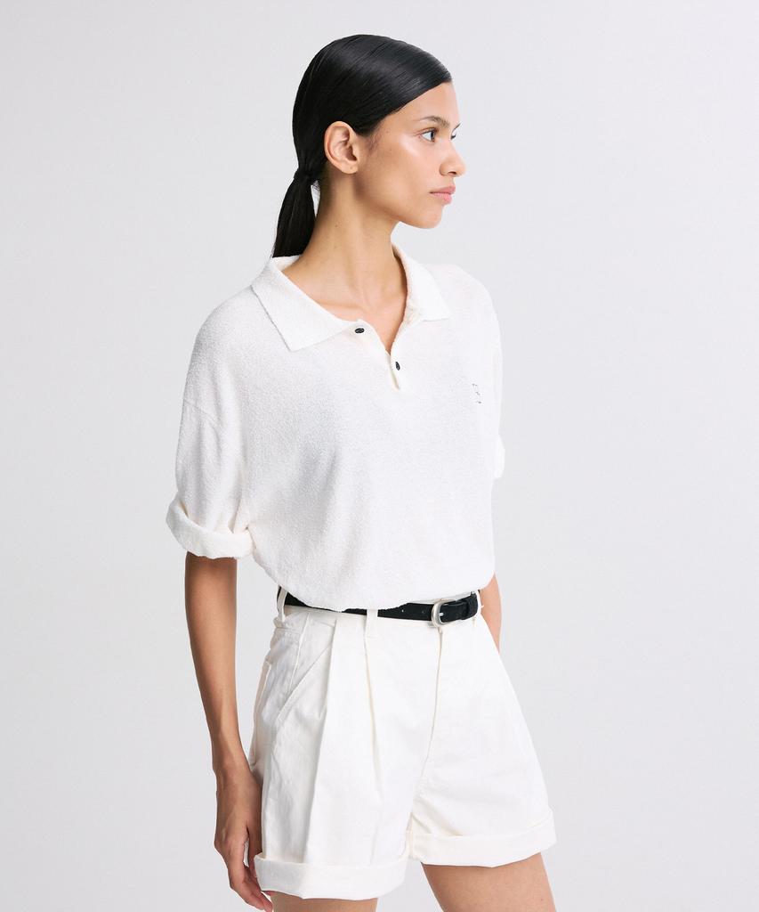 Liimaen Boucle Knit Polo Shirt White