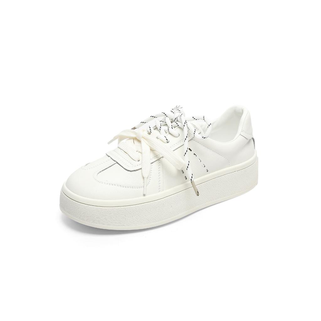 Color matching retro German training shoes for women's 2025 spring new leather breathable thick-soled non-slip Korean version of student white shoes