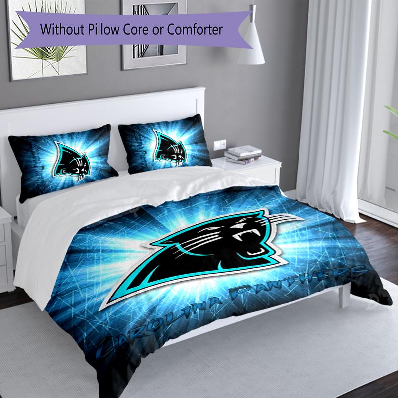 3-teiliges Carolina Panthers Bettwäsche-Set, Enthält 1 Bettbezug und 2 Kissenbezüge, Hautfreundlicher & Bequemer Stoff, Geeignete Bettwäsche-Sets