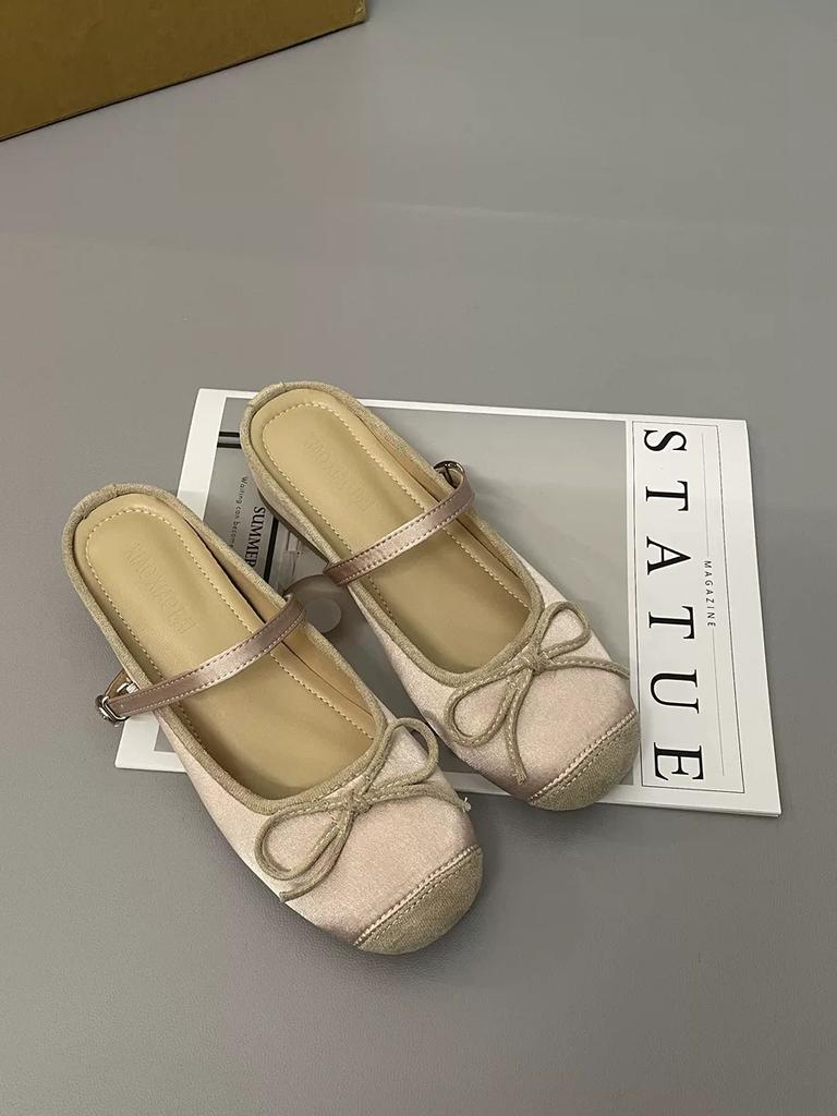 Fashion Increased Inner Height 5CM Slippers Spring and Autumn Casual Toe Flat Shoes Women's Bow Luxury Soft Women's Shoes Tenis De Mujer