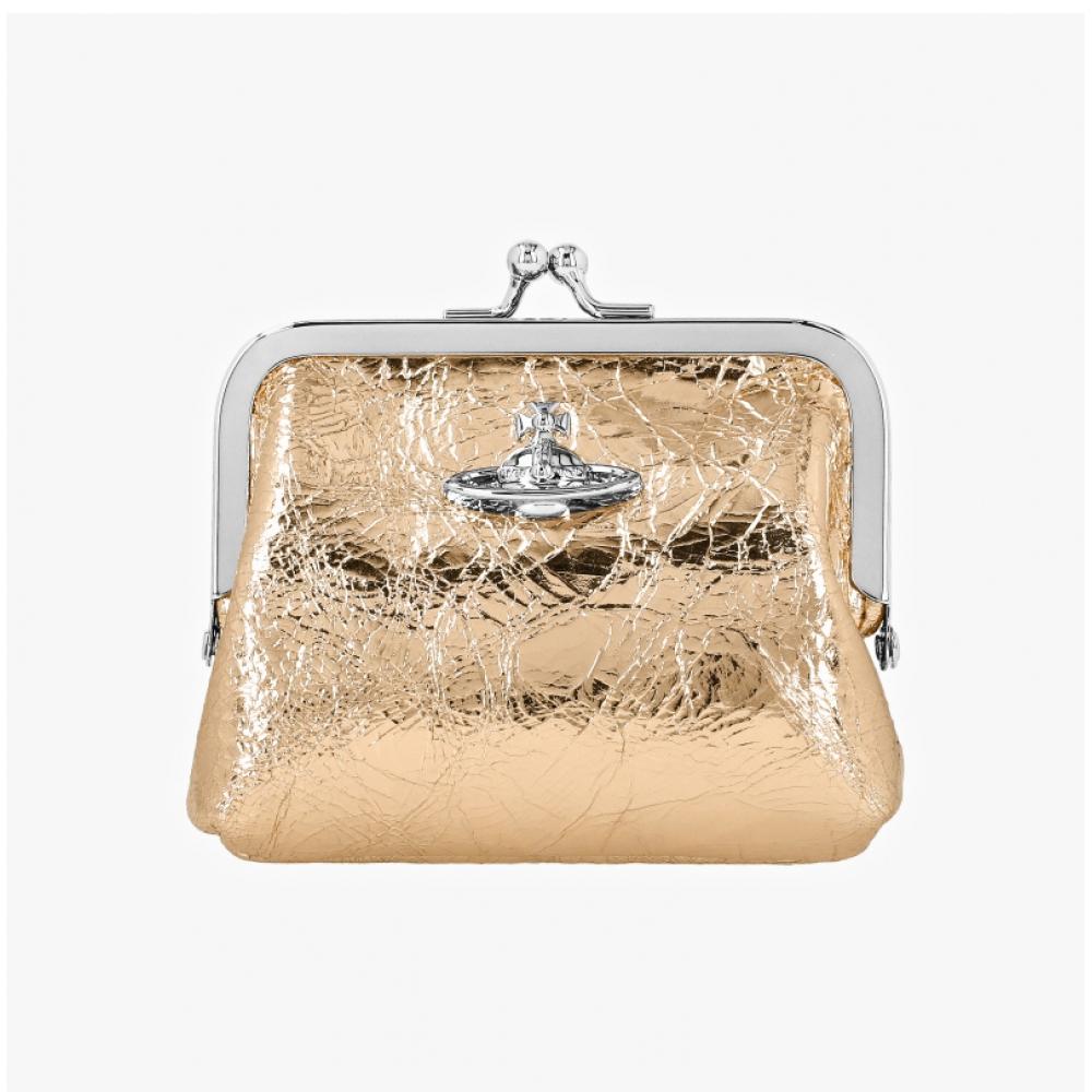 Vivienne Westwood Metallic Crinkle Frame Pulse Mini Coin Card Wallet 56010005w L00a7 R401