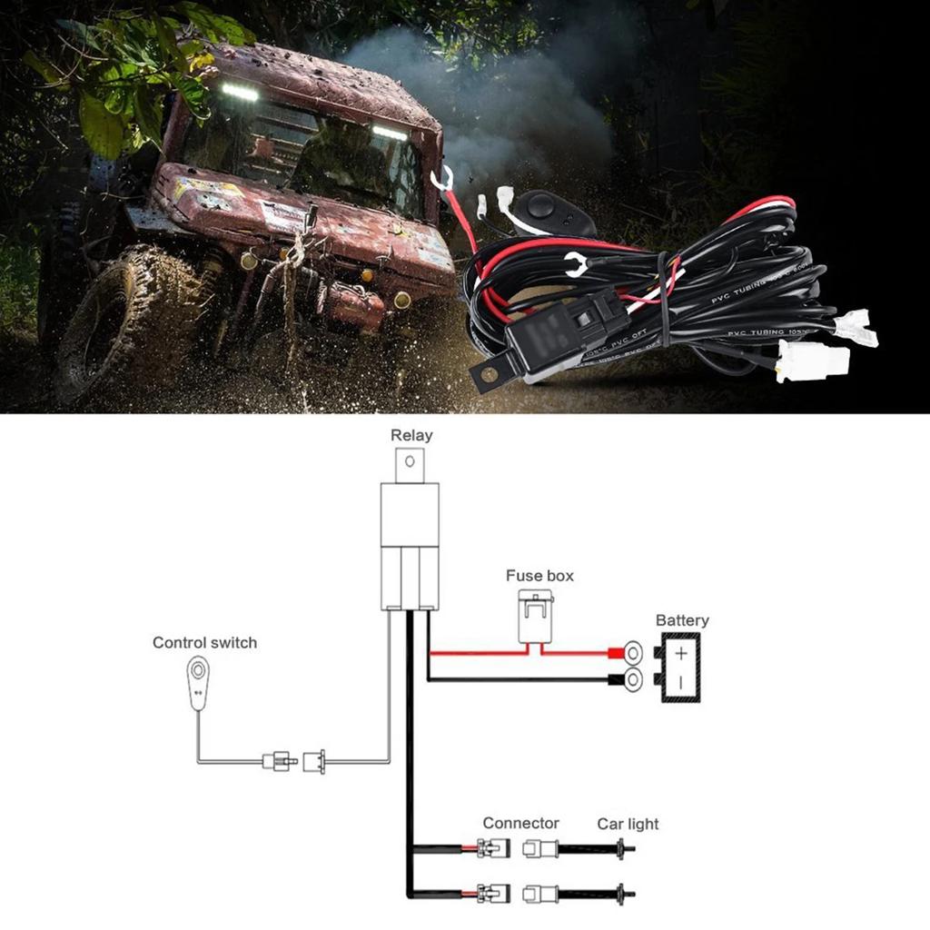 Auto LED Light Wiring Harness 40A Relay on-off Waterproof Switch for Off Road Vehicle Boats Ship Car Cable Wiring Harness Kit