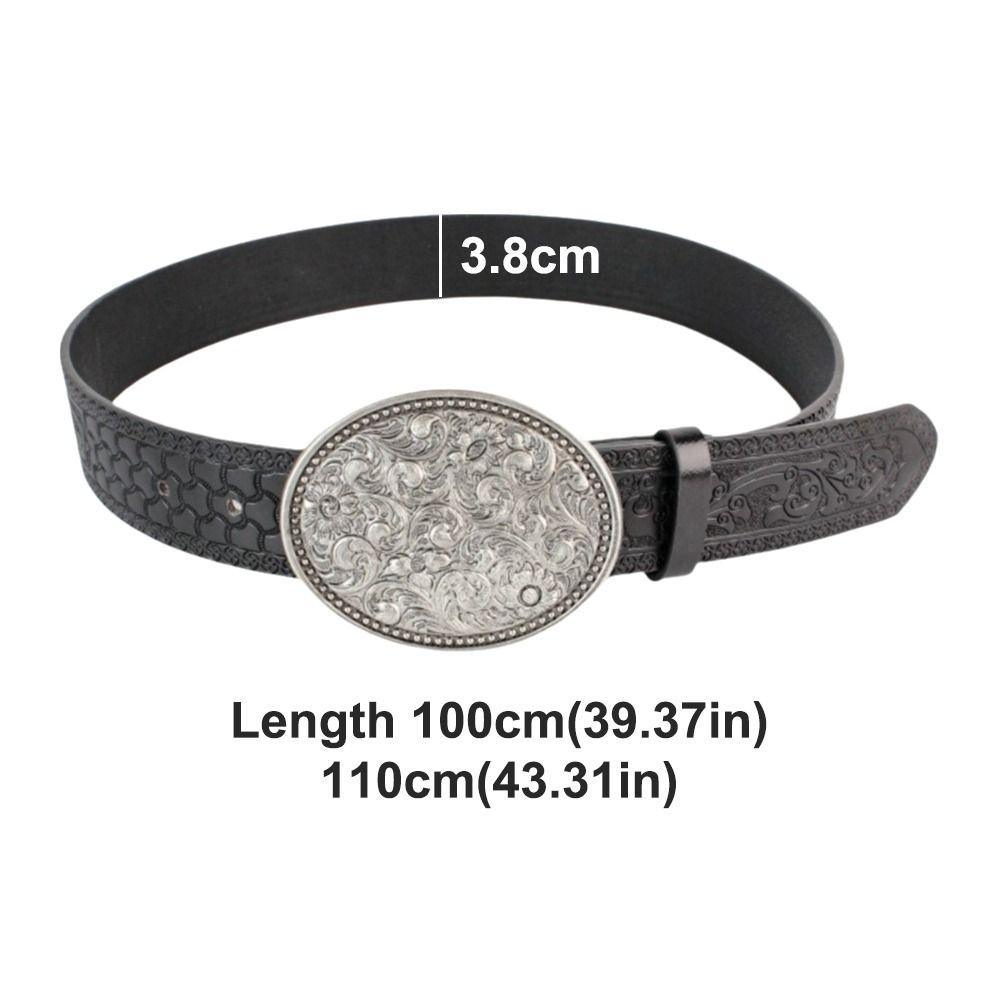 PU Leather Western Cowboy Belt Vintage Waist Belt Fashion Buckle Belt  Men Women