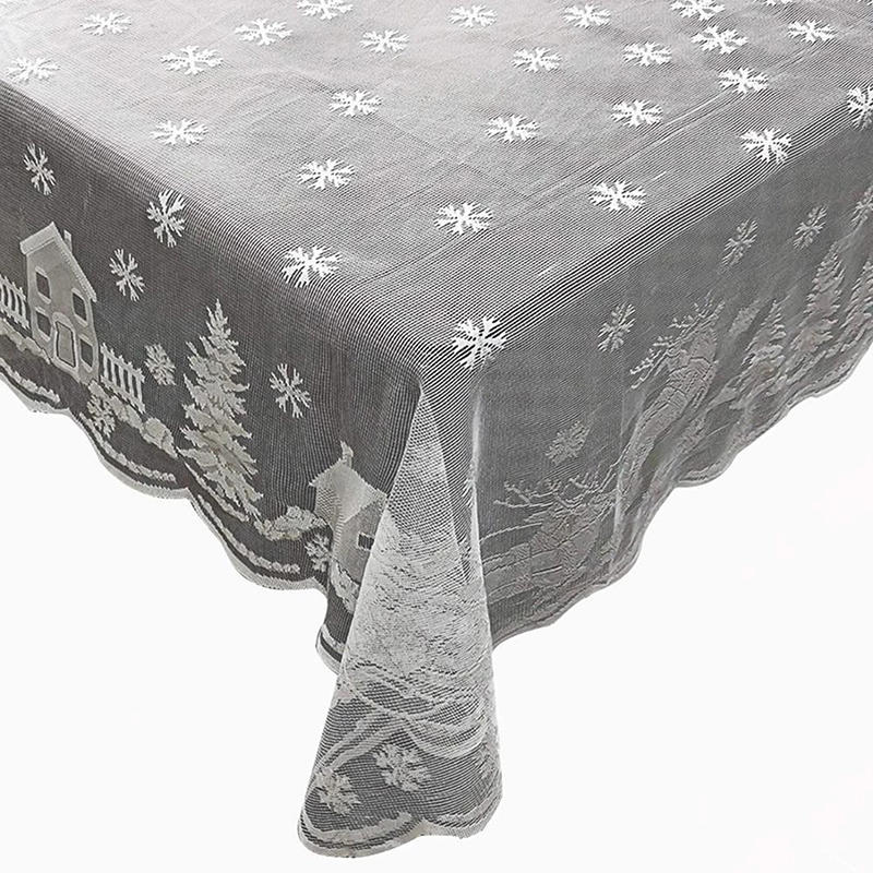 Christmas Snoaman Santa Elk Tablecloth Xmas Party House Lace Table Runner Holiday Decor