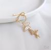 14K Gold-Filled Mother-of-Pearl Pendant Necklace with Micro-Paved Zircon Butterfly Holder and OT Clasp
