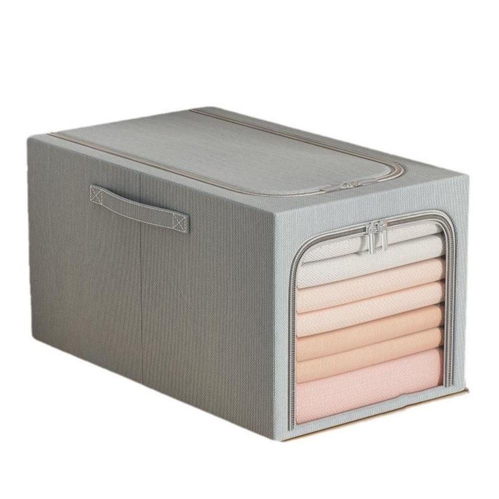 

Складной стальной каркас Коробка для хранения Прозрачное окно Коробка для хранения одежды Органайзер для гардероба Плотная ткань 49L серый