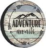 Adventure Awaits Wood Design Spare Tire Cover Universal Fit for Cars Wrangler Rv SUV Truck Travel Trailer and Vehicles 14-17inch