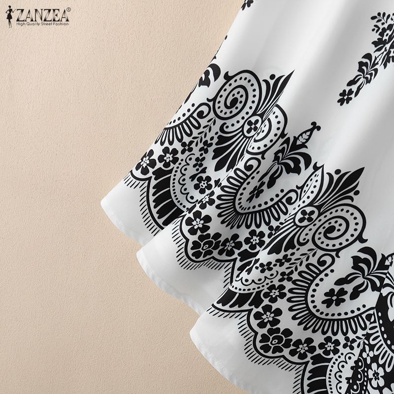 ZANZEA Damen Boho Print Lässige Ärmellose V-Ausschnitt Slip Camisoles