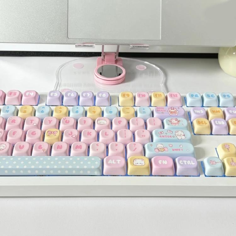 PBT Mechanical Keyboard Keycaps 131Keys Keycaps Candy Bear Theme Colorful MOA Height Heat Sublimated Set