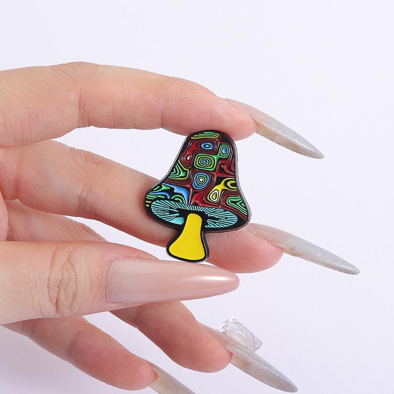 Abstrakte Bunte Pilze Emaille Anstecknadeln Kundenspezifische Lustige Pilze Broschen Reversabzeichen Kleidung Pflanzen Schmuck Geschenk für Freunde