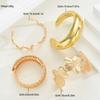 4pcs Vintage Exaggerated Floral Bangles Set Luxury Geometric Design Wide Metal Gold Color Bracelets For Women Daily Wear Jewelry