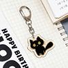 Black Color Acrylic Keychain Cat Design Bag Charm Pendant Decorative Keychain  For Phone