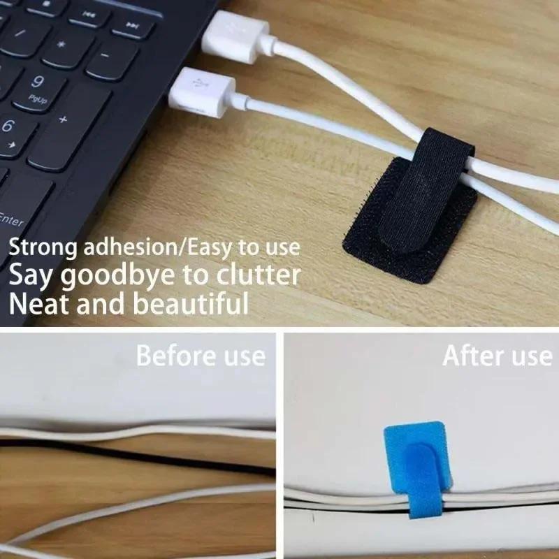 Wire Organizer Reusable Cable Ties Fastening Cord Rope Holder Desk Management Self Adhesive Adjustable Cord Organizer Straps
