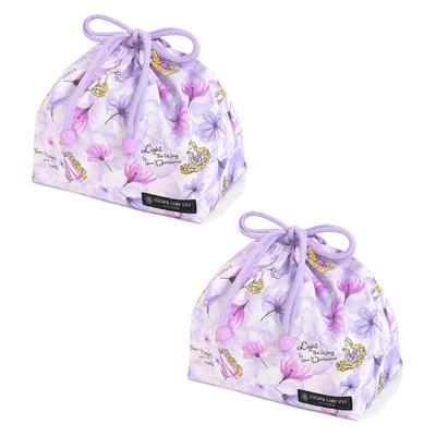 COLORFUL CANDY STYLE Disney Drawstring Medium Lunch Bag with Gusset Tag Rapunzel PRINCESS Princess Rapunzel Set of 2 Stylish Medium Lunch Bag with