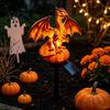 Seasonal Spooky Table Decoration Dragon Solar Garden Light, Halloween Night Resin Gothic Pumpkin Unique Gift for Lovers Statue, Medieval Fantasy