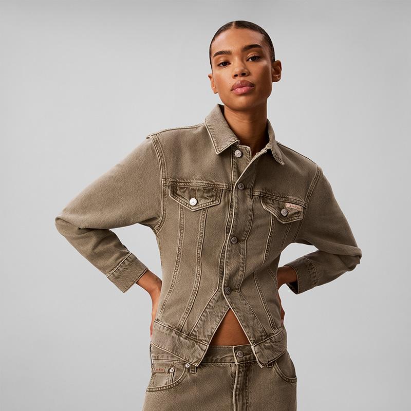Calvin Klein Jeans Lyocell Blend Umbrella Hem Vintage Slim Fit Denim Jacket Women jackets 47H913G