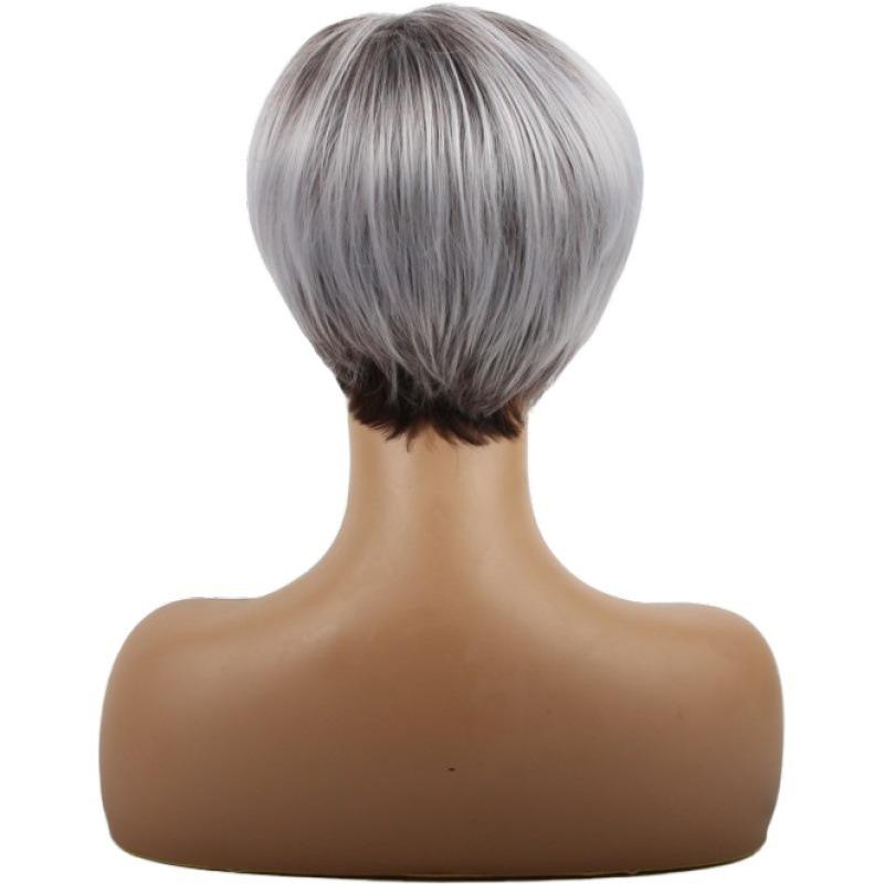 New Gradient Silver Grey Women's Short Hair Wig