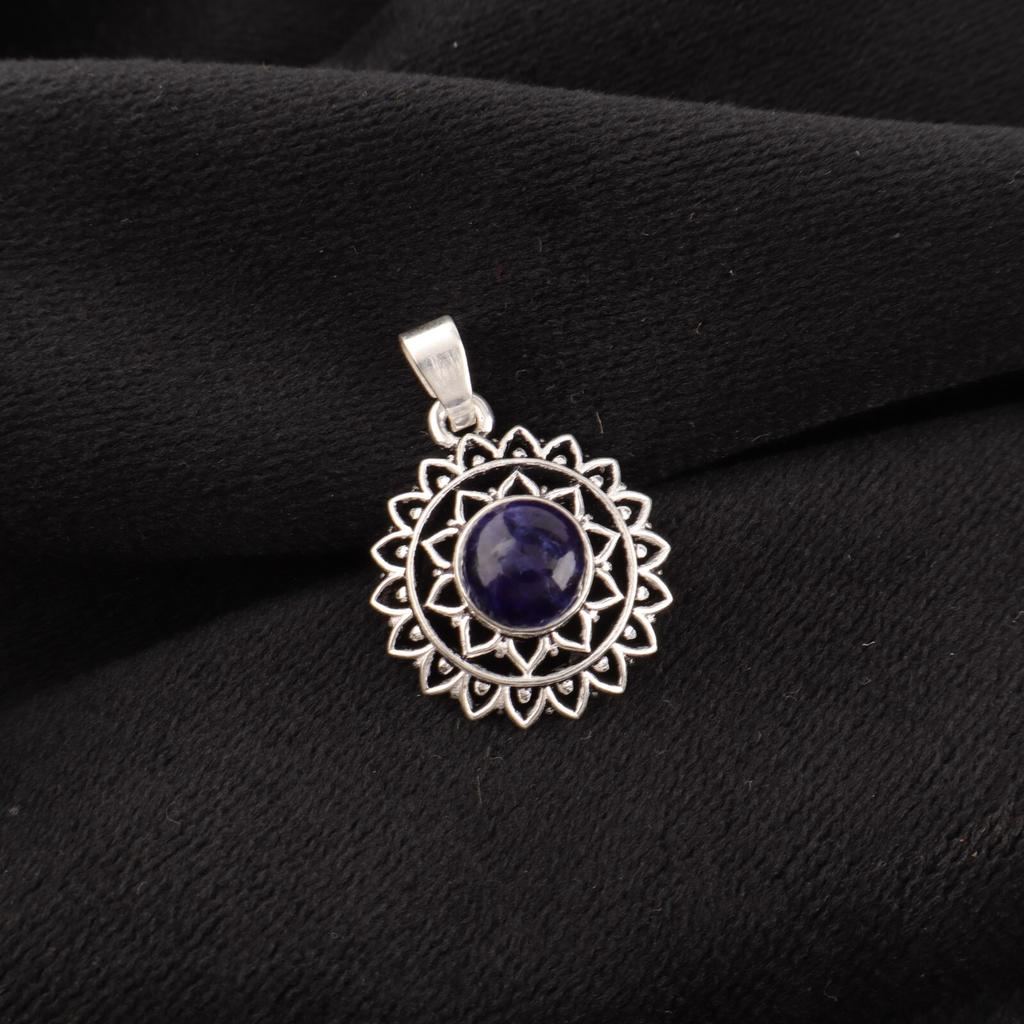 Pietra di Sodalite Gioielli in Argento Sterling 925 Ciondolo Artigianale 1.14" Collana CP-30-29