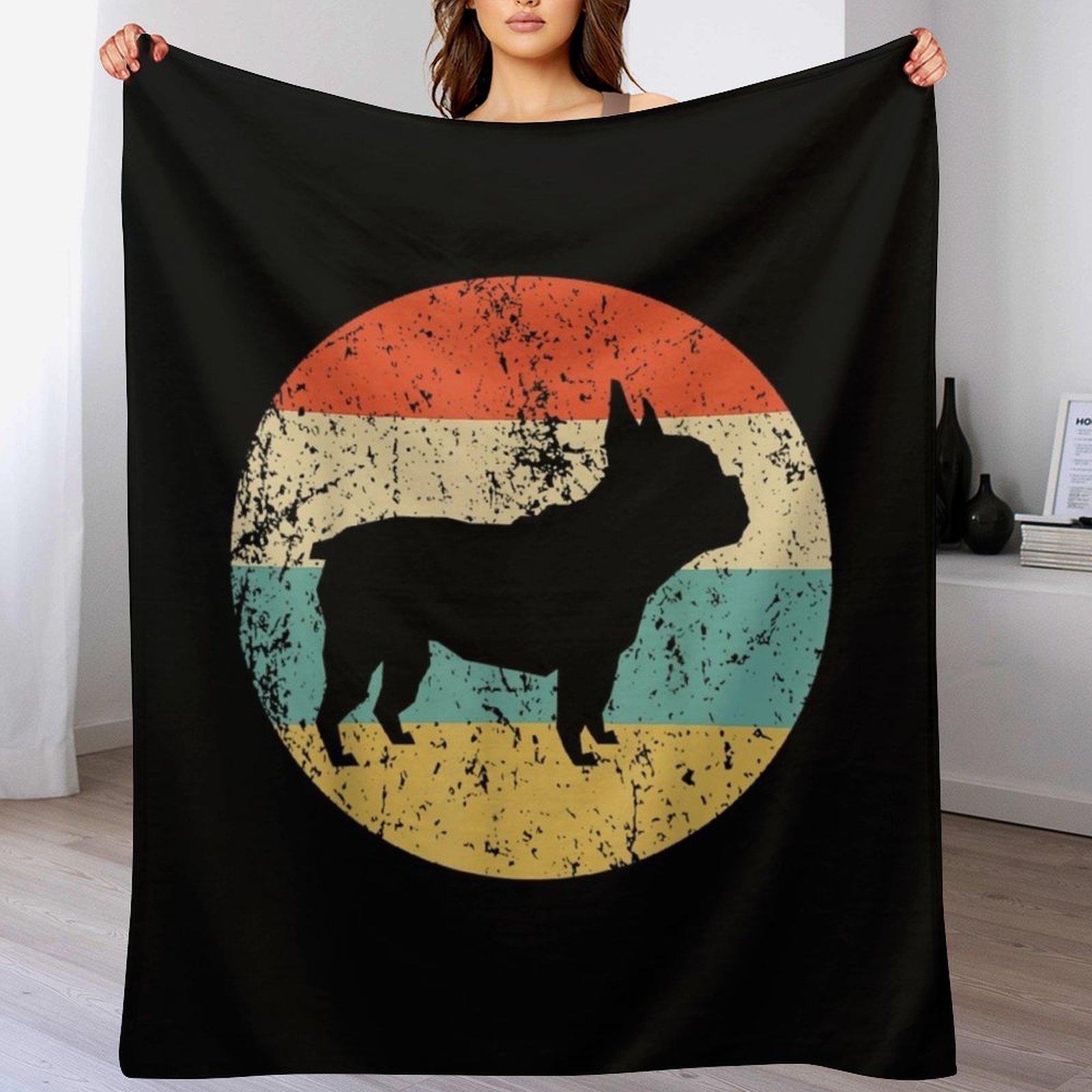 Retro French Bulldog Throw Blanket Versatile Cozy Throw Blanket for All Occasions 102x76cm(40x30in)