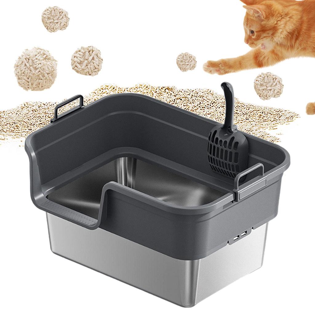 Large Cat Litter Box for Indoor Cats and Kittens, Easy To Clean, High Sides,