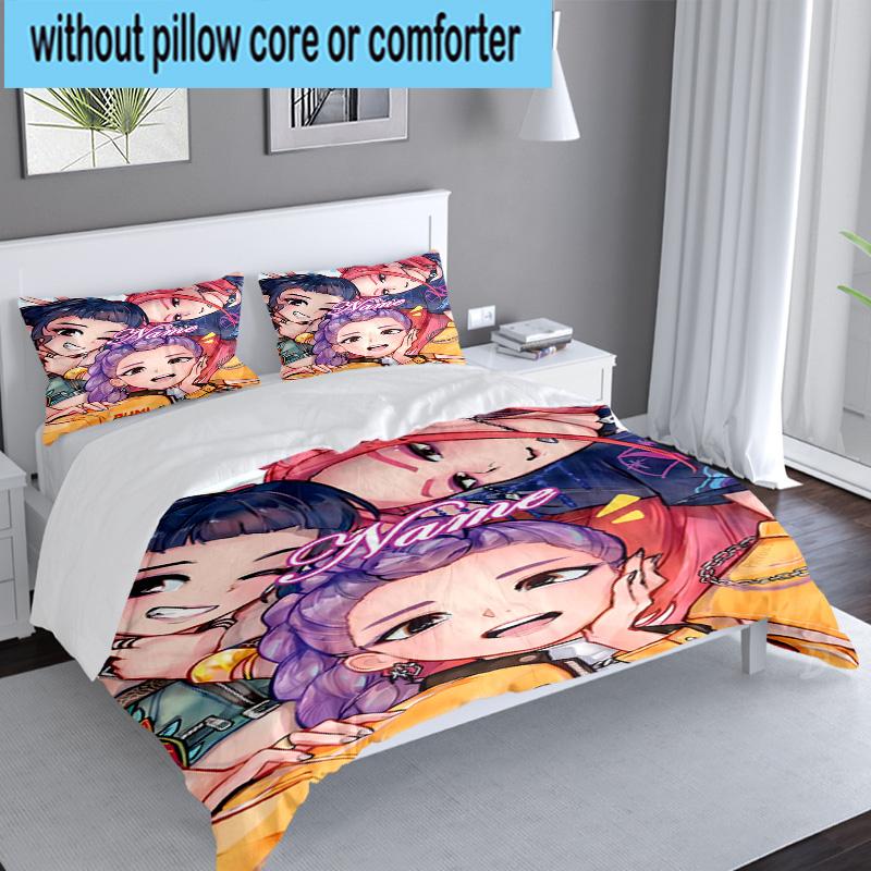 Set Biancheria da Letto Fantasy Night Trio K-Pop Personalizzabile con Nome, 3 Pezzi, Include 1 Copripiumino e 2 Federe, Adatto per Dormitori e Camere da Letto, Regalo