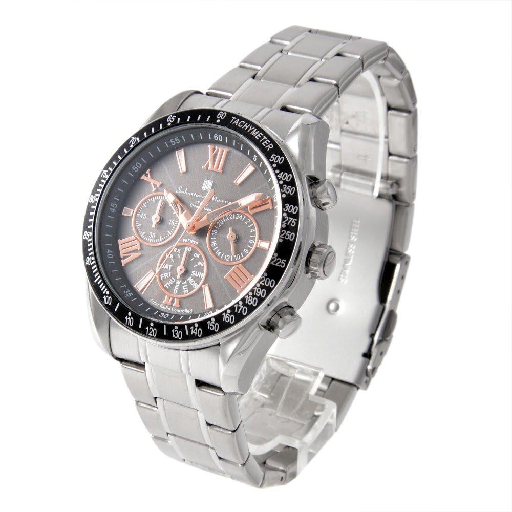 Salvatore Marra Men's Radio-Controlled Solar Watch SM15116-SSBKPG