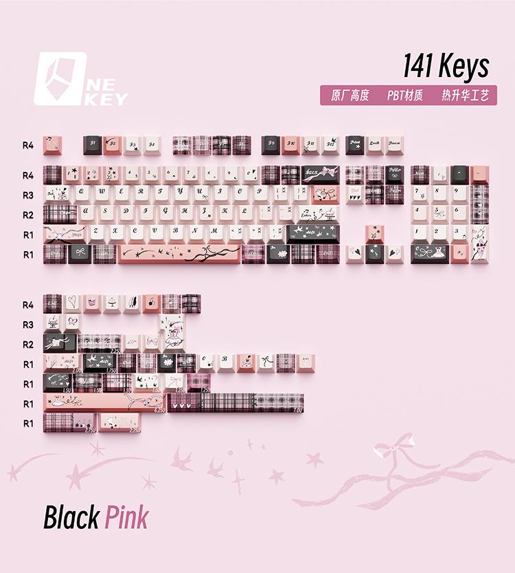 Pink Night Star Keycap Cherry Wall Thickness 1.6Mm Pbt Material Sublimation Nude Pink Keycap 142Keys2.25/2.75U Alice Keycap