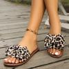 2025 new leopard print foreign trade women's shoes flat casual cool slippers bow women's slippers sandals40-43