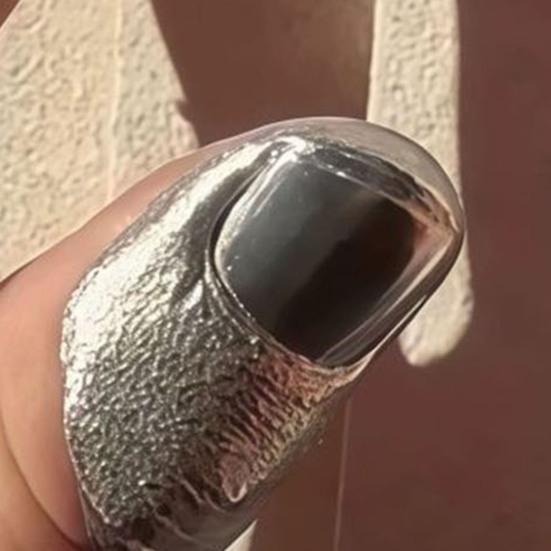1/5Pcs No Manicure Open Ring Texture Lightweight Nail Irregular Metallic Skin Art Ring Adjustable Finger Accessory