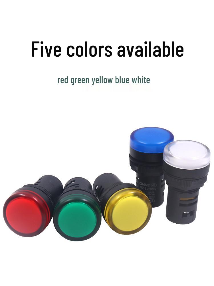 Lampka sygnalizacyjna LED Chint ND16-22DS, Puszka rozdzielcza AD, 220V AC Czerwona, 24V DC, Wskaźnik 12V, Kompatybilna z 380V