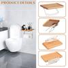 Toilet Paper Holder with Natural Walnut Wooden Shelf Wall Mount Toilet Paper Tissue Holder Tissue Paper Roll Holder with 2 Hooks