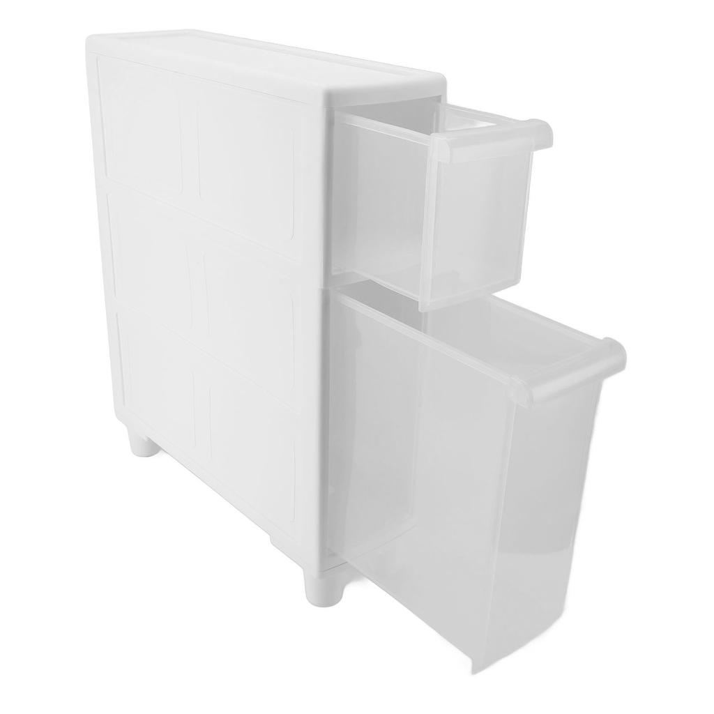Bathroom Storage Cabinet Plastic Narrow Slim Organizer Small Corner Cabinet with 2 Drawers and 4 Wheels for Toilet