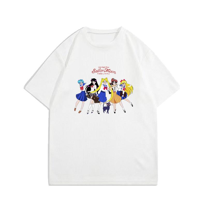 

Vintage Anime Print Shortsleeved Casual Tshirt for Both Men and Women Featuring A Cute Heroine Warrior Design Trendy and 4XL