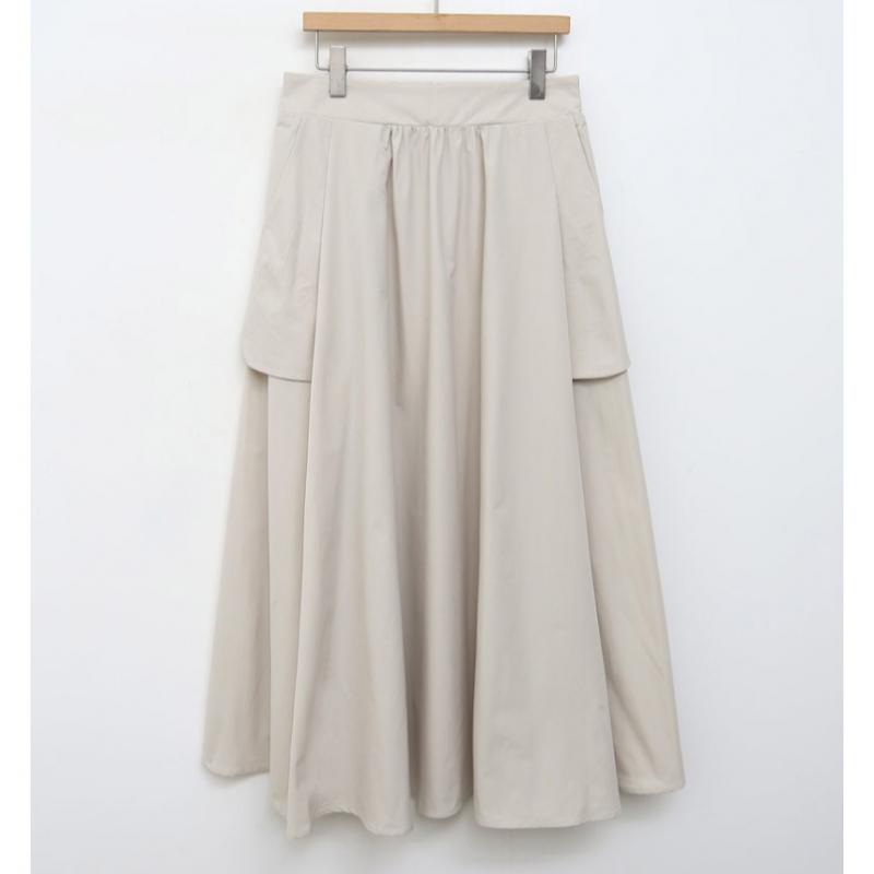 Shop Women BAckbAnd Pocket PleAted A Line Long Skirt Dgb Wsk 4574 Beige