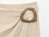 2025 Summer Women's Linen Set: Short Top with Buckle Detail & Midi Skirt