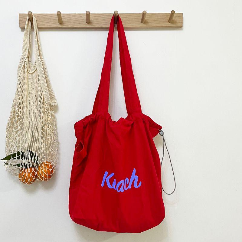 

K-style New Arrival Letters Printed Bags Women s Large Capacity Nylon Shoulder Bag Casual Easiest for Match Portable Drawstring Tote Bag keach Nylon Bag-Red