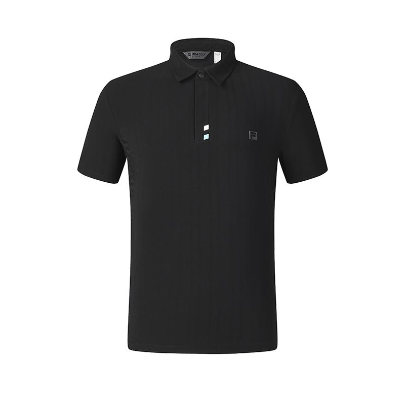 FILA Golf Series Fashion Casual Sports Comfortable Knitted Short Sleeve Polo Shirt Men tops Deep-Black A11M525107F-BK