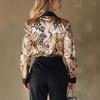 Blouses & Shirts - Women's Spring Summer Satin Printed Long Sleeve Shirt Blouse Casual Top Women