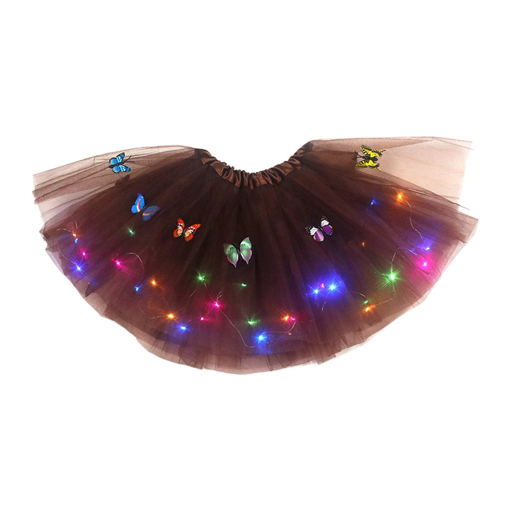 2PCS Girl's Tutu Skirt With LED Light Layered Ballet Tutu Skirts Mesh Fluffy Princess Dancing 2 8 Years Old Glitter Up Tulle Mini Orange
