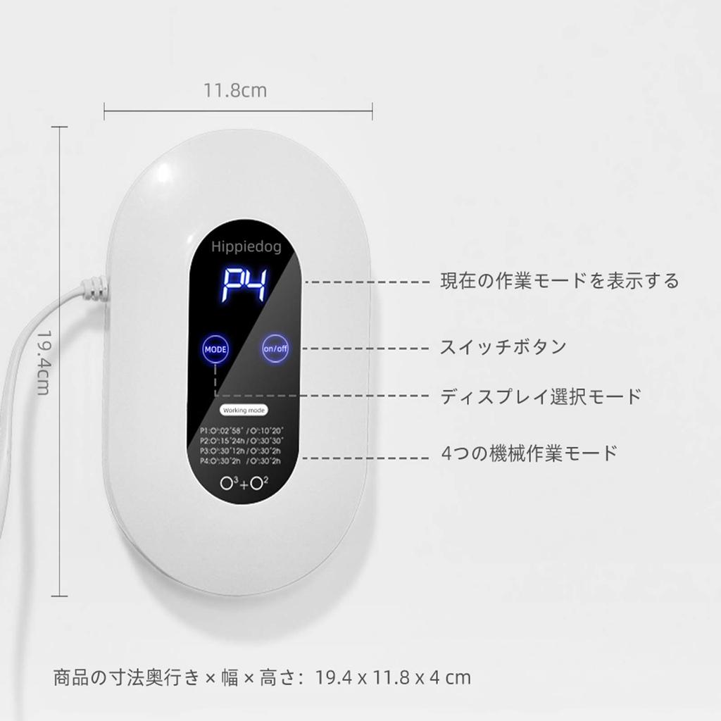 Hippiedog [PSE Certified] Ozone Deodorizer Air Purifier Ozone Generator Deodorizer Dust Removal Pet Quiet Energy Saving No Filter Replacement Required