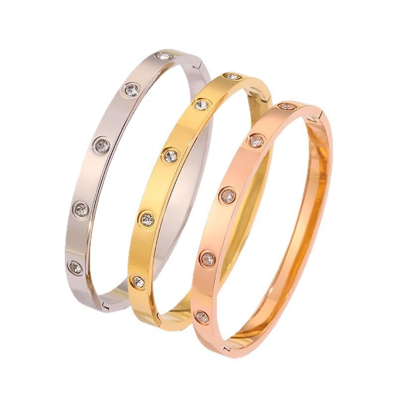 Classic titanium steel bracelet for women, popular fashion light luxury bracelet, ten diamond gold bracelet for girlfriends