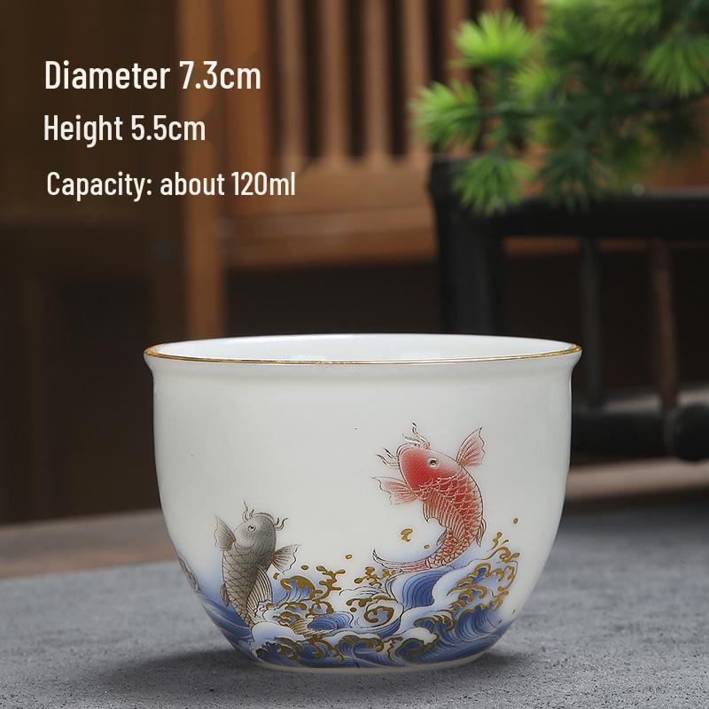 Sheep Fat Jade Porcelain Teacup: Chinese Ceramic Master Cup for Tea Tasting