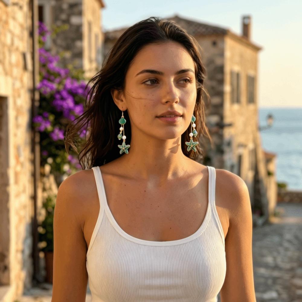 Conch Long Tassel Earrings Zinc Zinc Alloy Dangle Earrings Fashion Starfish Drop Earrings  Gift