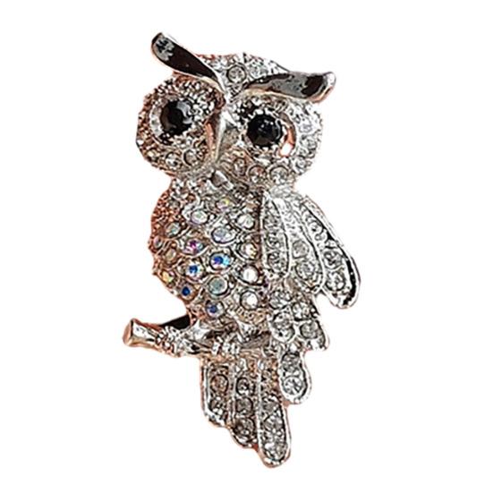 

Брошка Форма Сови Блискучі Стрази Інкрустація Металевий Шпилька з Прикрасою Чорне Око Компактний Портативний Аксесуар Пальта Сумки Капелюхи Прикраси Подарунок