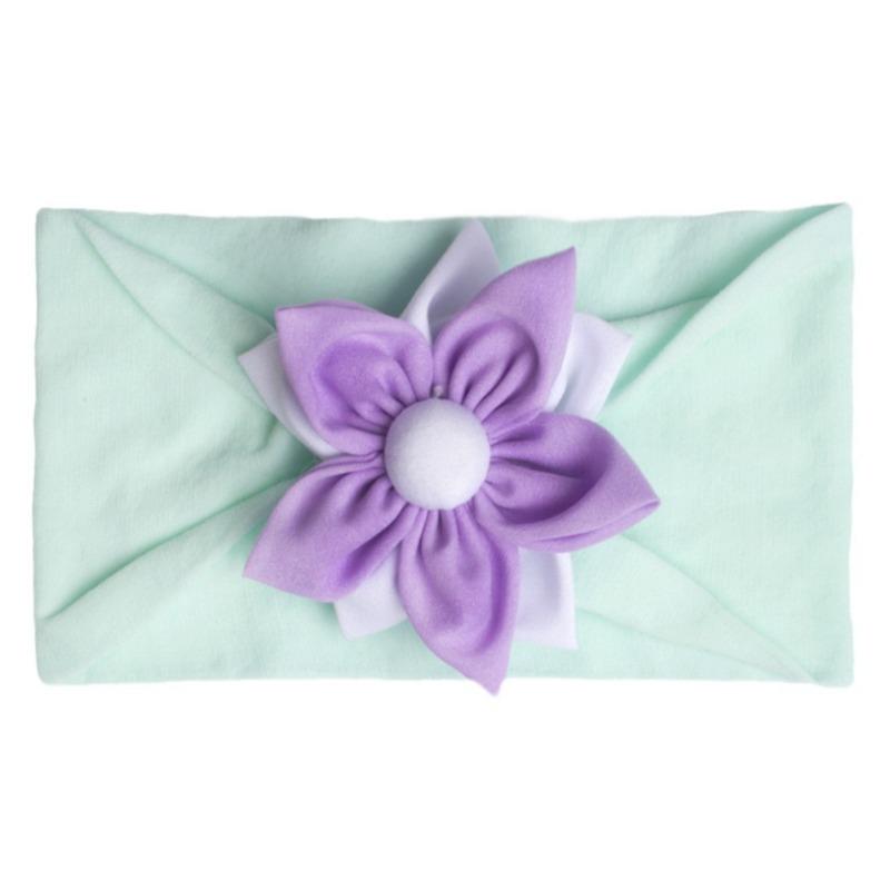 New children's headband, baby soft solid color flower nylon headscarf, thin breathable baby hair accessories