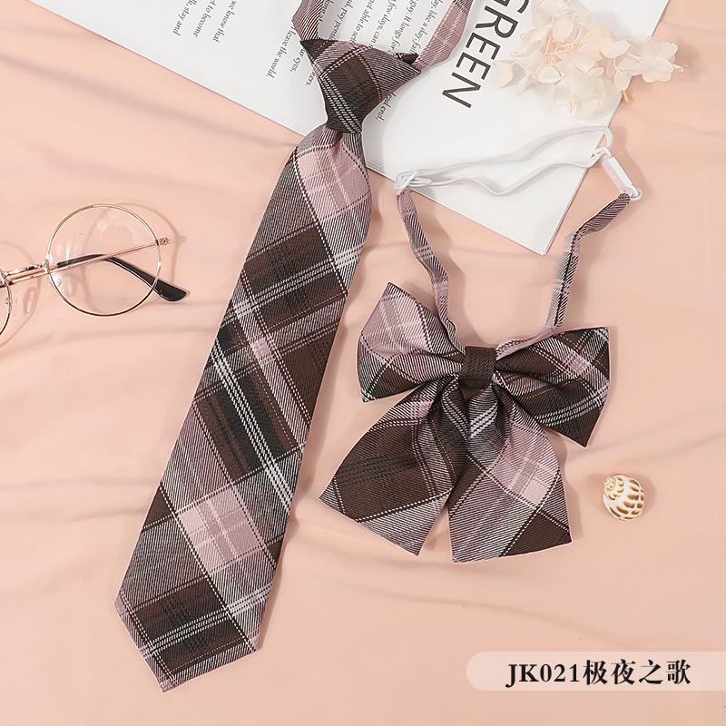 Japanese Korean Version Striped Jkdk College Style Red Cyan Gray Blue Shirt Men'S And Women'S Accessories Free Tie Tie Set