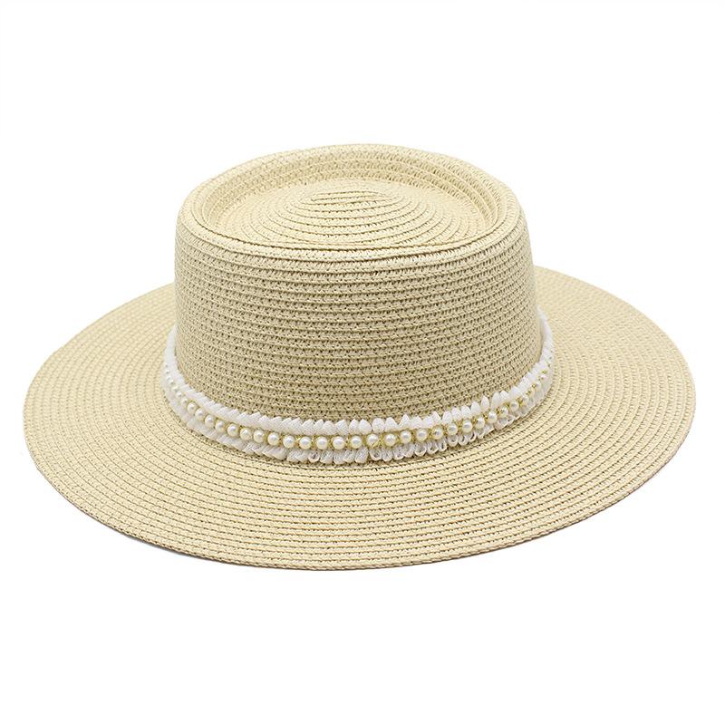 Ladies Pearl Lace Top Hat Outdoor Leisure Beach Hat Simple Personality Sun Hat