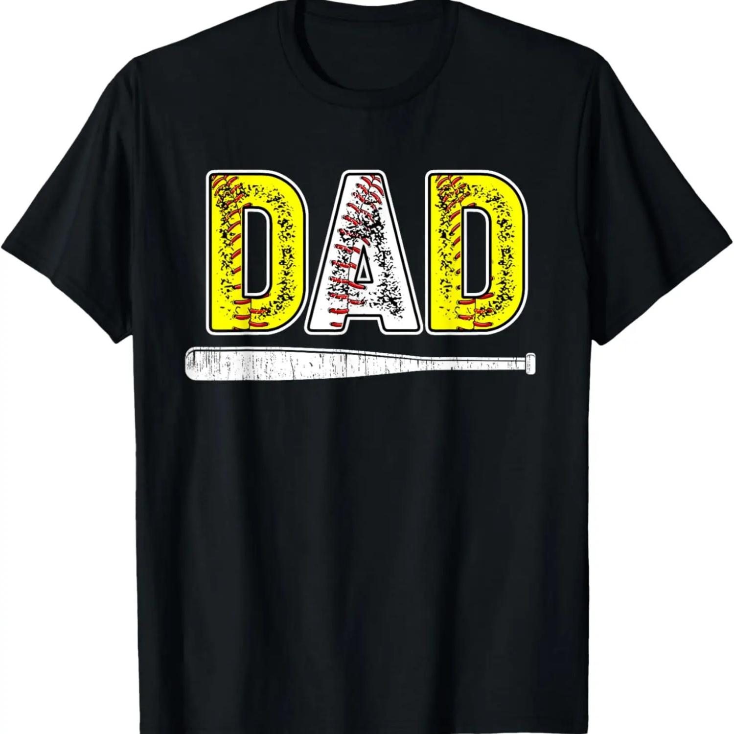 Футболка для папы бейсболиста и софтболиста S чёрный