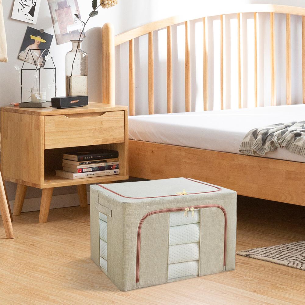 3Pcs Clothes Storage Bins Clear Windows Stackable Storage Boxes Reusable Linen Carrying Container for Clothing Bedding Shelves