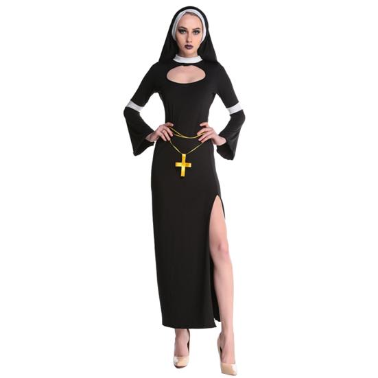 Halloween Sexy jeptiška ženy pro dospělé s dlouhými rukávy High Split Party Cosplay maškarní šaty